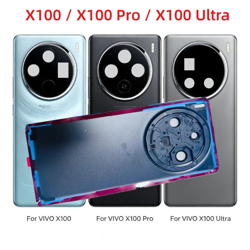 For Vivo X100Pro V2308 V2309 X100 Ultra V2366GA Battery Cover Back Glass Panel Rear Housing With Camera Lens Replacement Parts
