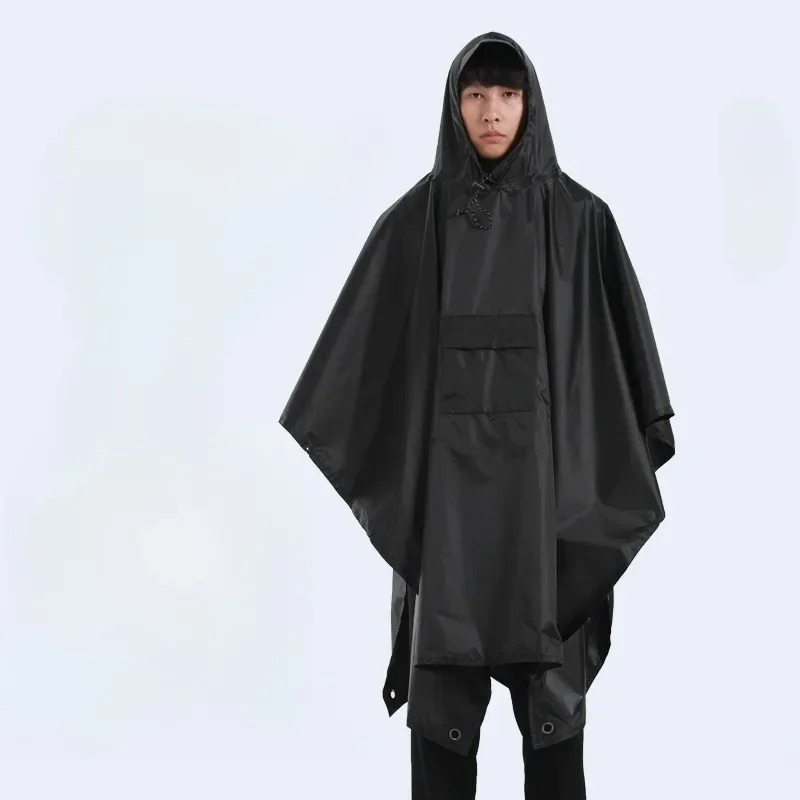 

3 in 1 Multifunctional Raincoat Outdoor Waterproof Rain Poncho Women Men Adult Hooded Reusable Rain Coat for Camping Tent Mat