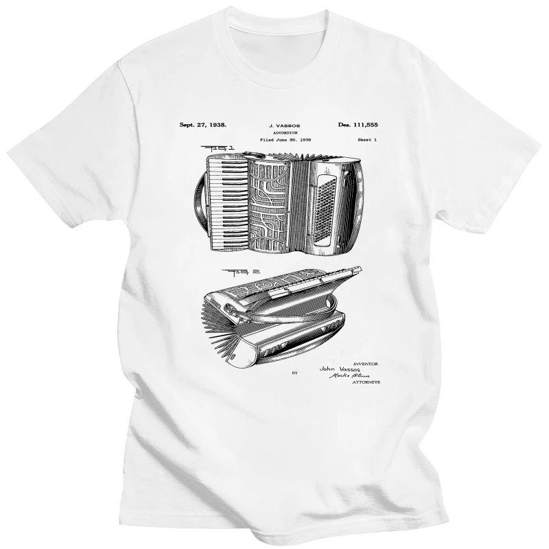 Vintage Patent Print 1938 Accordion Player Gift T-Shirt