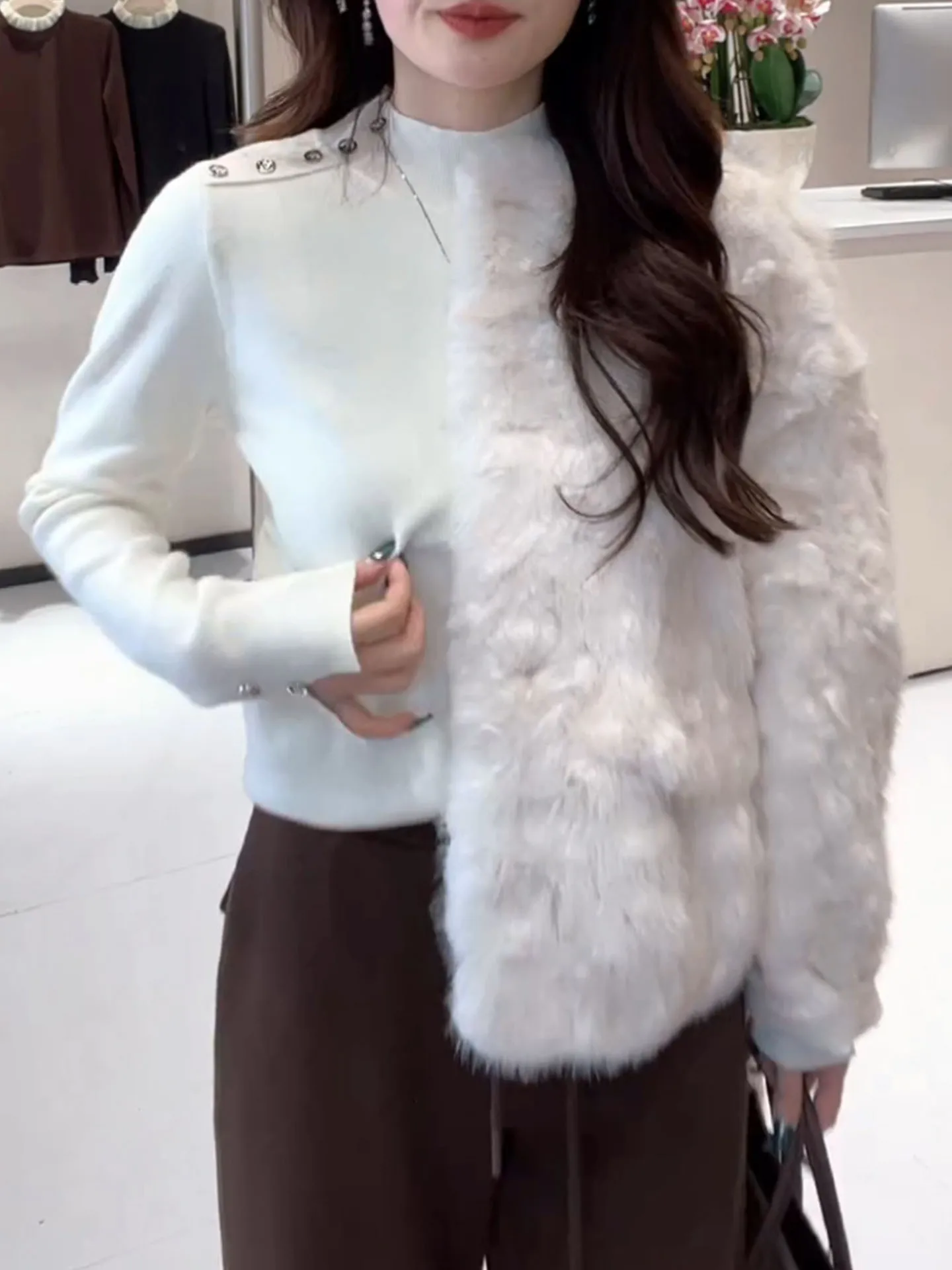 เสื้อไหมพรมคอสูงทรงหลวม สไตล์ยุโรป เรียบง่าย ใส่ได้ทุกโอกาส เหมาะสำหรับฤดูหนาว ให้ความรู้สึกสบาย