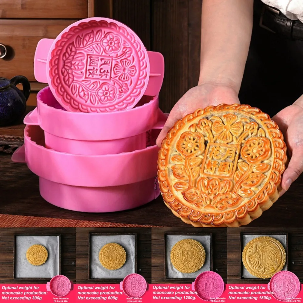 

Easy Demolding Large Moon Cake Mold Household Baking Food-grade ABS 3D Mooncake Mold Hand-pressed Embossed DIY Pastry Cake Mold