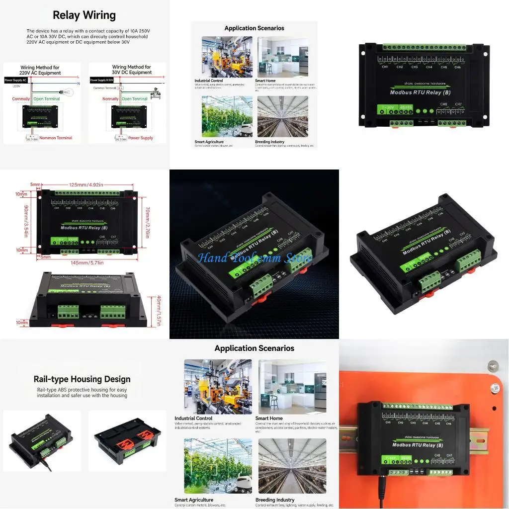 

Модуль реле РС485 канала Х37Ф 8 взаимодействует с протоколом Модбус РТУ для интеграции ПЛК
