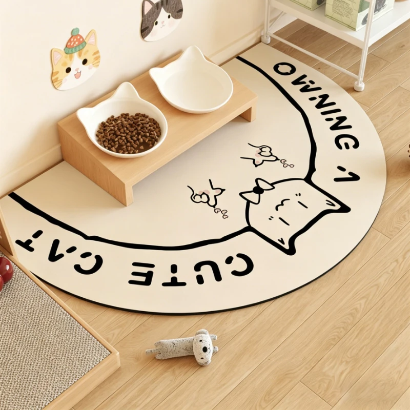 Pet Carpet Waterproof Urine-proof  PVC Leather Floor Mat Cute Half-Round Cat Dog Foot Mats Kennel Doghouse Washable Kitchen Rug
