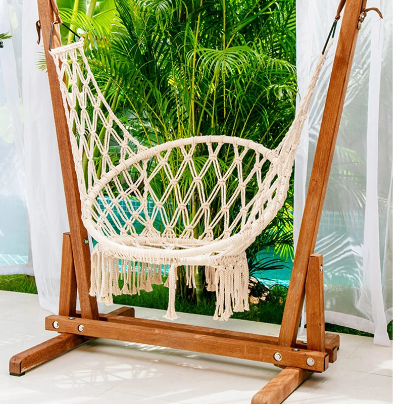 Shaking Hanging Chair Patio Swings Hammock Relax Wooden Garden Patio Swing Rocking Terrace Lounger Outdoor Furniture Ayunan LLPS