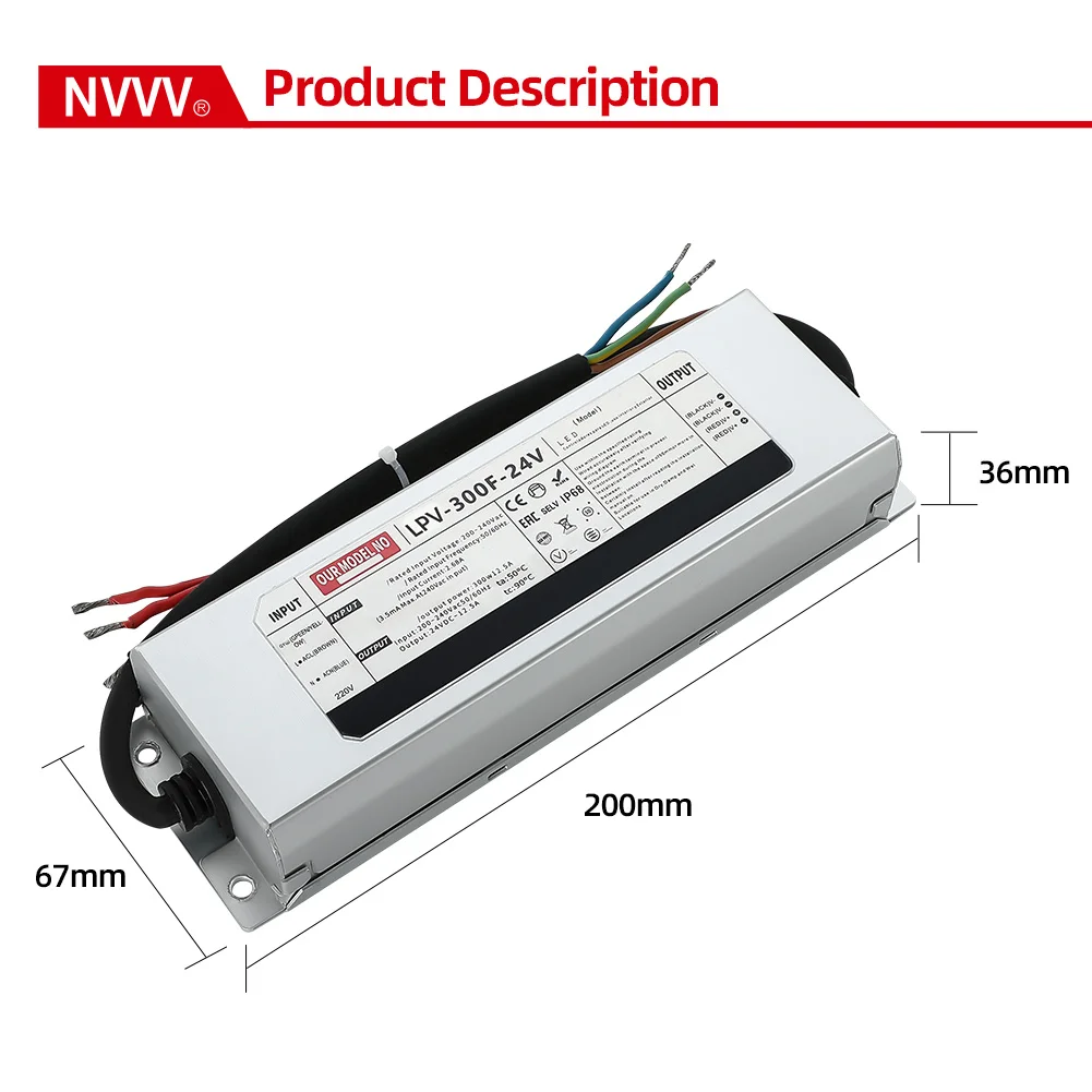 NVVV LPV-300F High Quality Waterproof Power Supply 300w 12v/24v Switching Power Supply LED driver