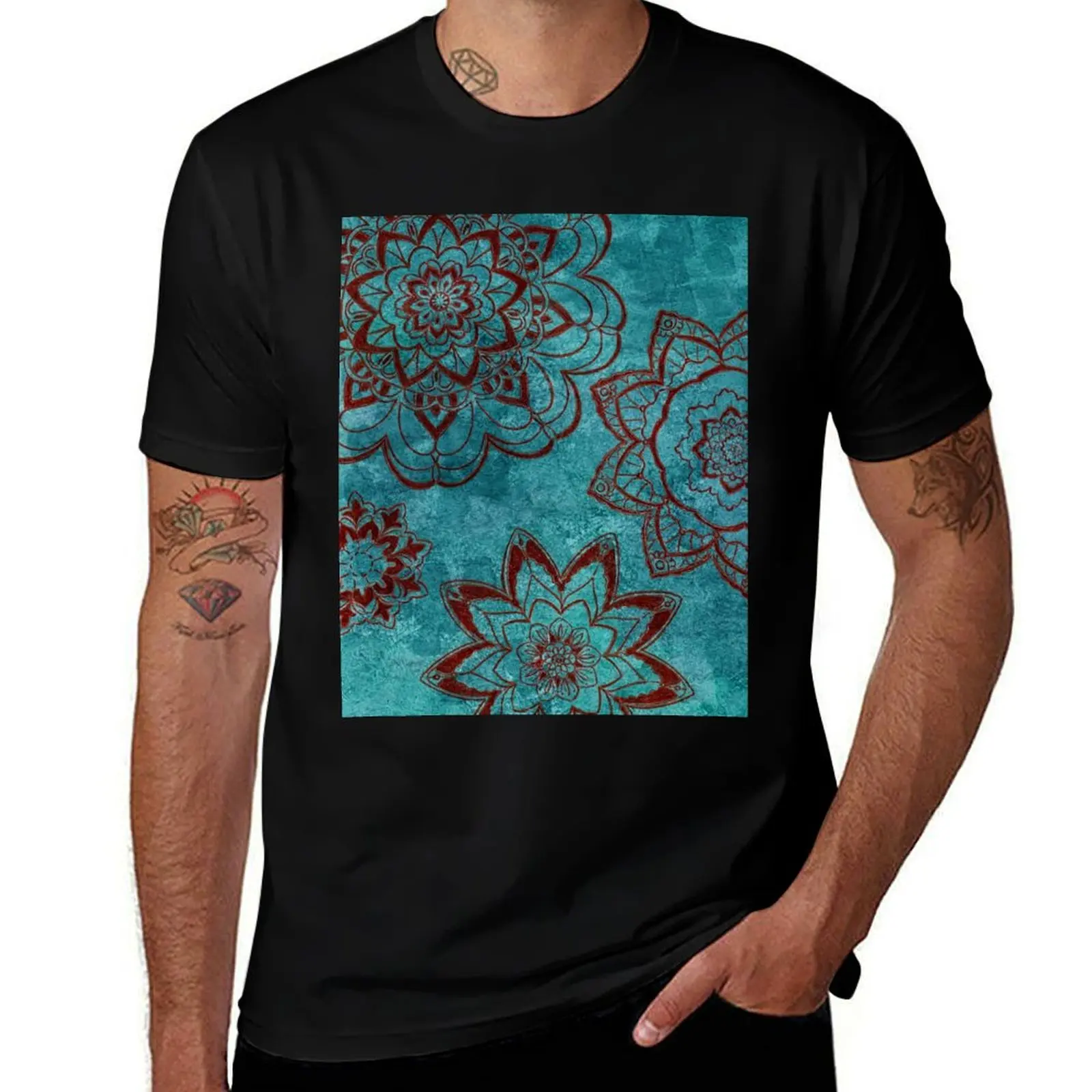 

Mandalas on Blue 1 T-Shirt t shirts for man cotton funny t shirts for man slim fit