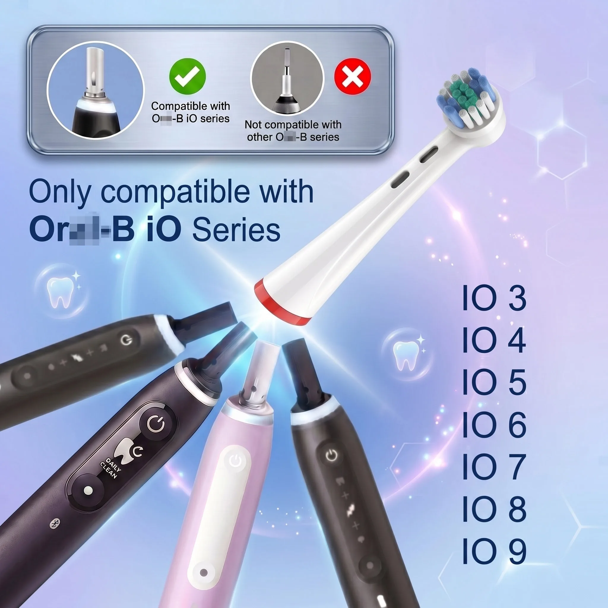 4/8/12/16 Stück Ersatz-Zahnbürstenköpfe Kompatibel mit Oral I/O 2/3/4/5/6/7/8/9/10/7 B Elektrische Zahnbürsten-Nachfüllköpfe Weiche Düse – Detail 3