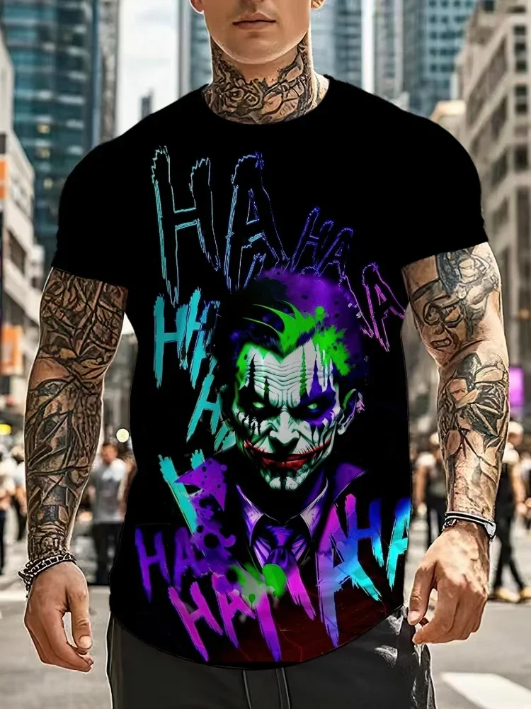 2026 Summer New 3D Clown Pattern Printed Men's T-shirt Casual Breathable Man Streetwear Top Trend Hip-hop Men's Short Sleeve Tee