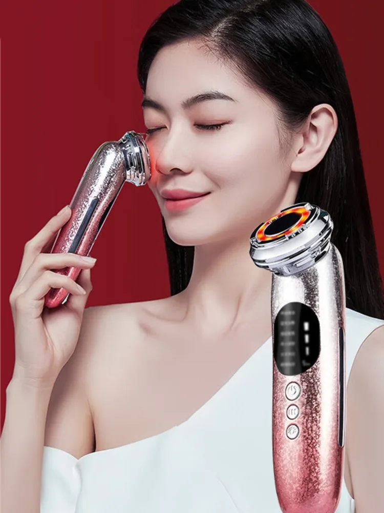 Urządzenie do pielęgnacji twarzy i szyi EMS, terapia fotonowa LED, wibracje soniczne, masażer z funkcją grzania dla kobiet, domowe spa, prezent na urodziny, Boże Narodzenie