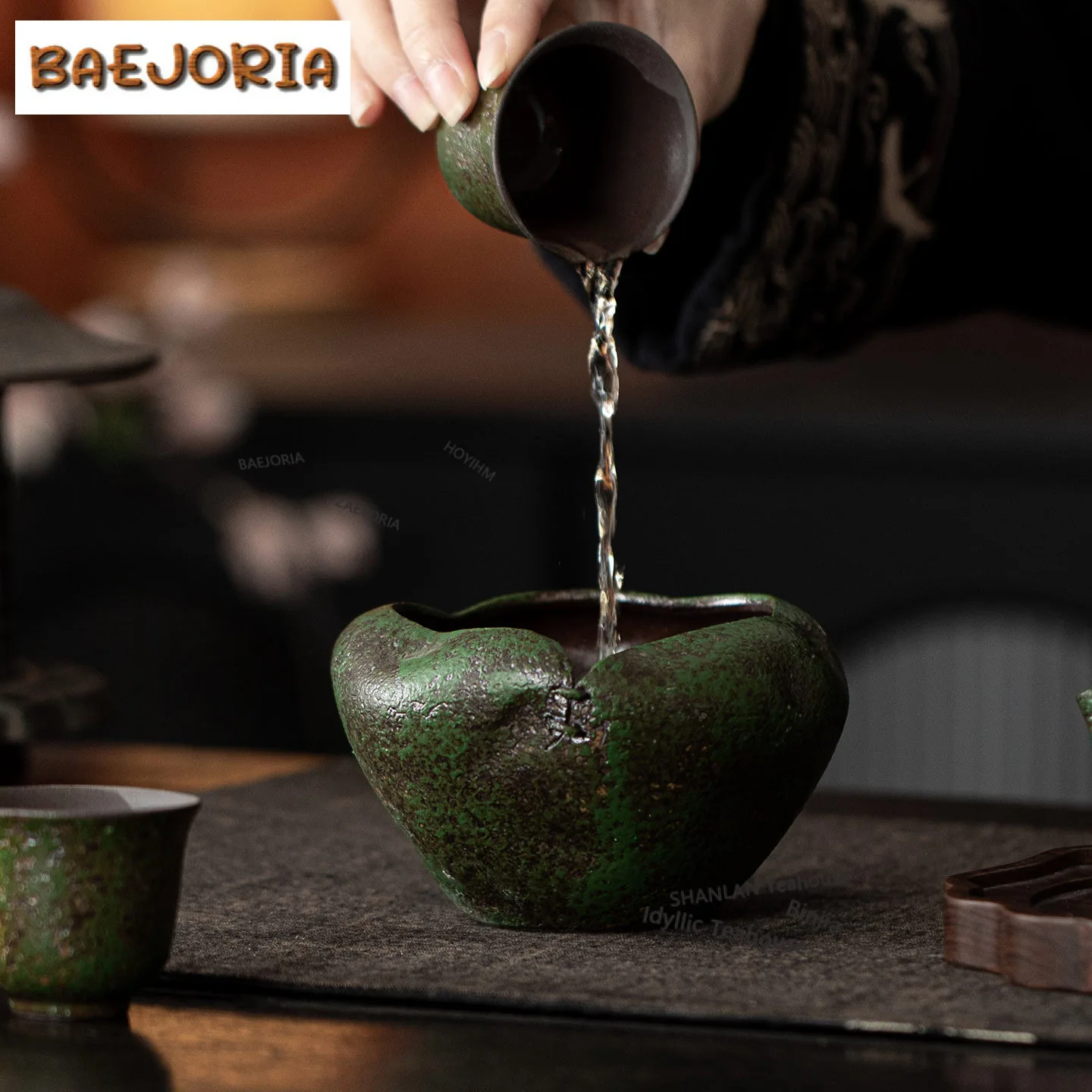 Fairy Green Old Rock Clay Rivets Jianshui Luxury Tea Washing Basin Tea Dust Cylinder Barrel Chaxi Teaset Accessories Decoration
