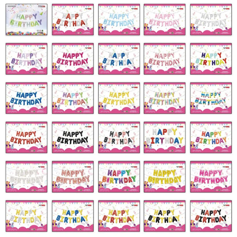 16-Inch Birthday Letter Balloons Aluminum Foil Wedding Decorative Balls Festival Celebration Set American Version round Dot D...