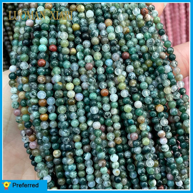 Natural Stone Beads India Agate Loose Round Space Bead for Jewelry Making Diy Beadwork Bracelet Earrings Accessories 2-12MM 15\'\'