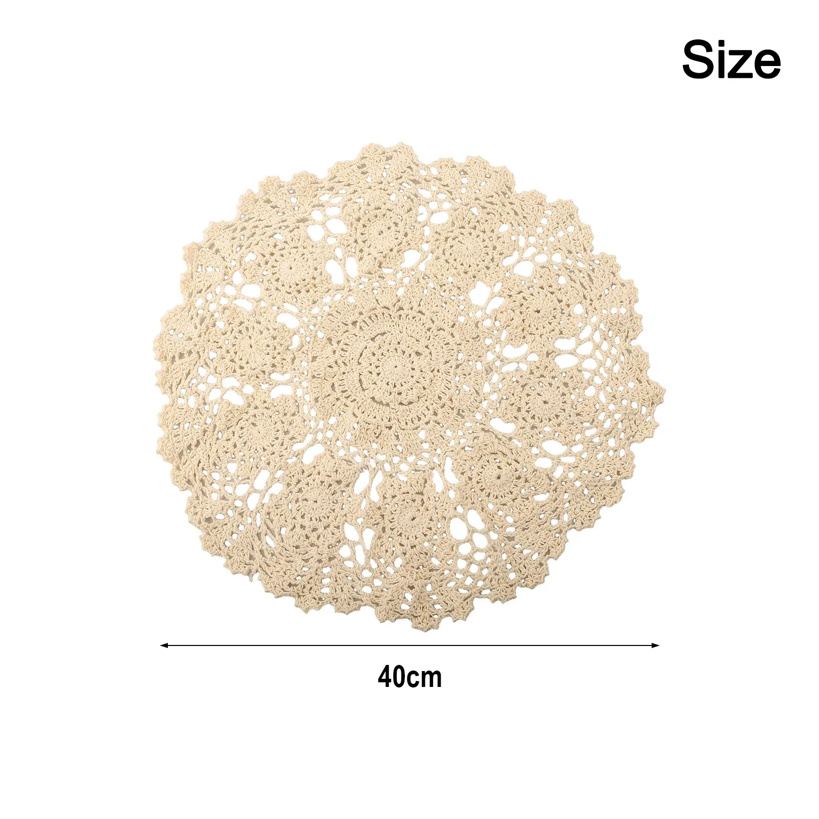 

Accessory Decoration Stylish Table Mat Beige Crochet Display Doilies Flower Handmade 40cm Hollow Home Living room