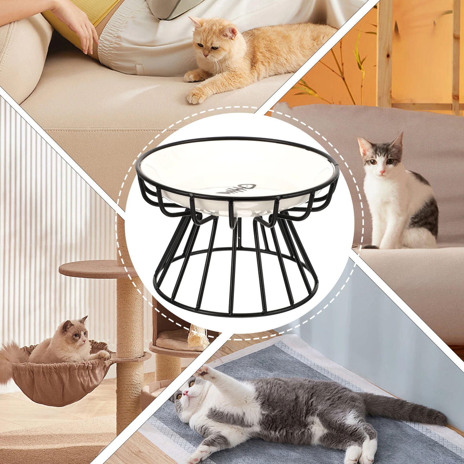 

1 set Premium Cat Bowl Food Elevated Pet Feeding Bowl Durable Ceramic Dog Food Container Easy Clean Stable Design for Cats Dogs