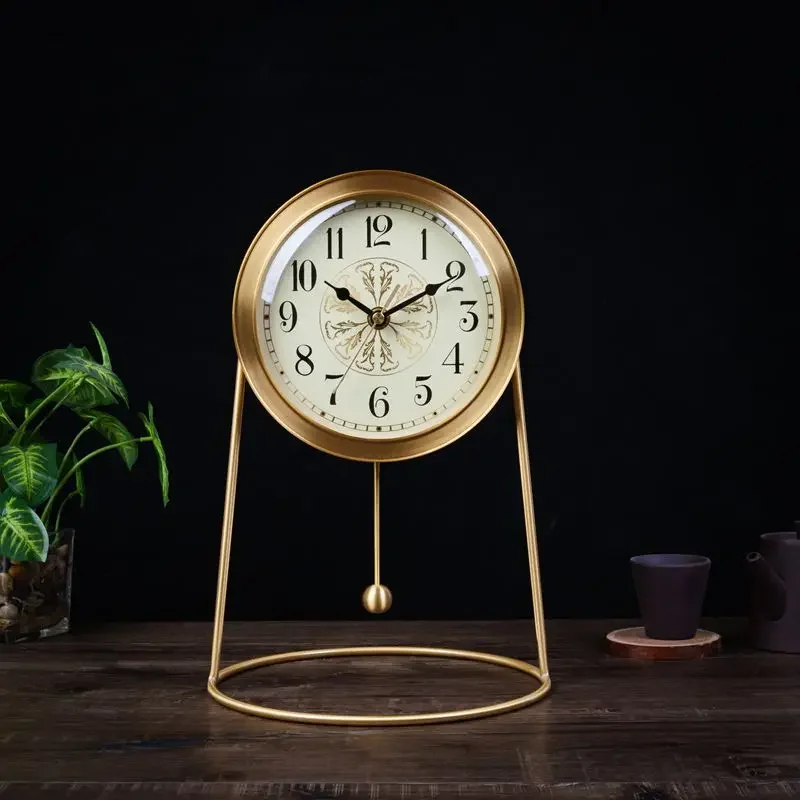 Copper Clock Grandfather Clock Home Living Room Desktop  High-end Fashion Brass Silent Pure Copper Modern Simple Desk