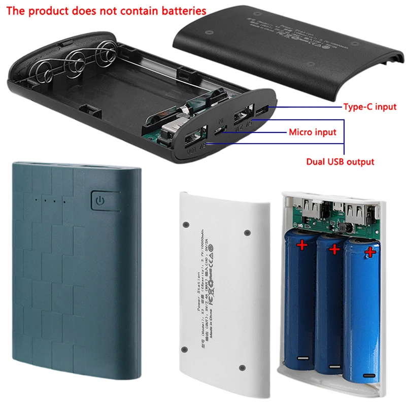 3.7V 3 Slots 18650 Battery Holder Box Solderless DIY Power Bank Charger Case Mini Power Supply Shell