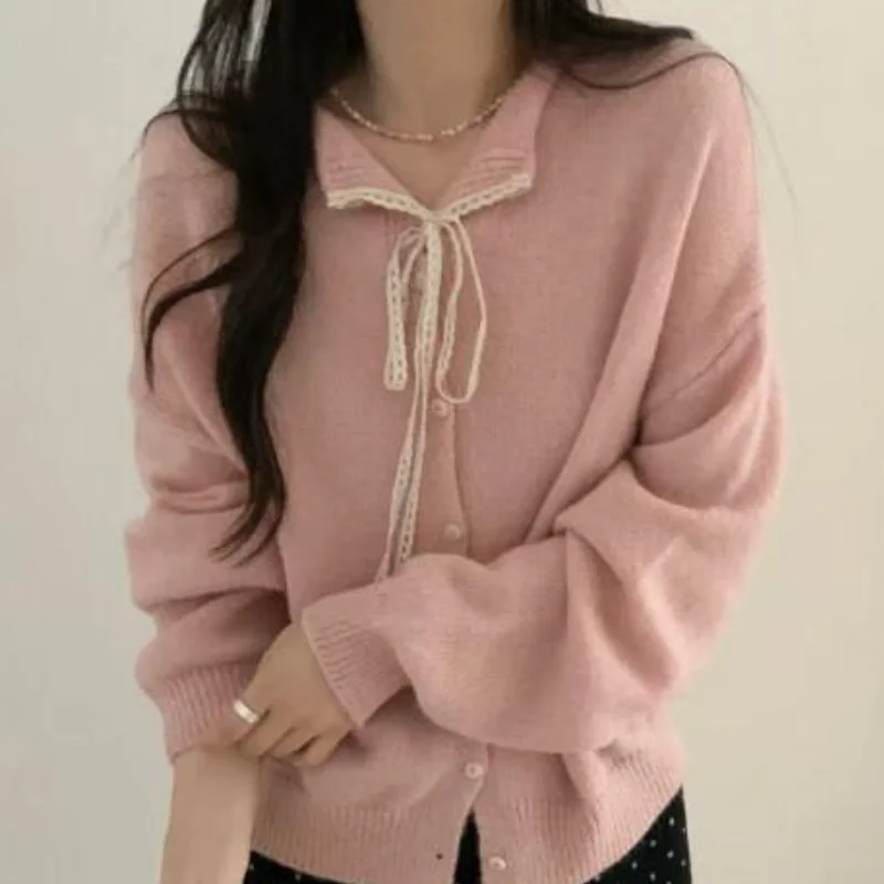 

Универсальные женские осенние новые стильные модные топы Kawaii для девочек, студенческая повседневная одежда с героями мультфильмов, мягкий и липкий вязаный кардиган