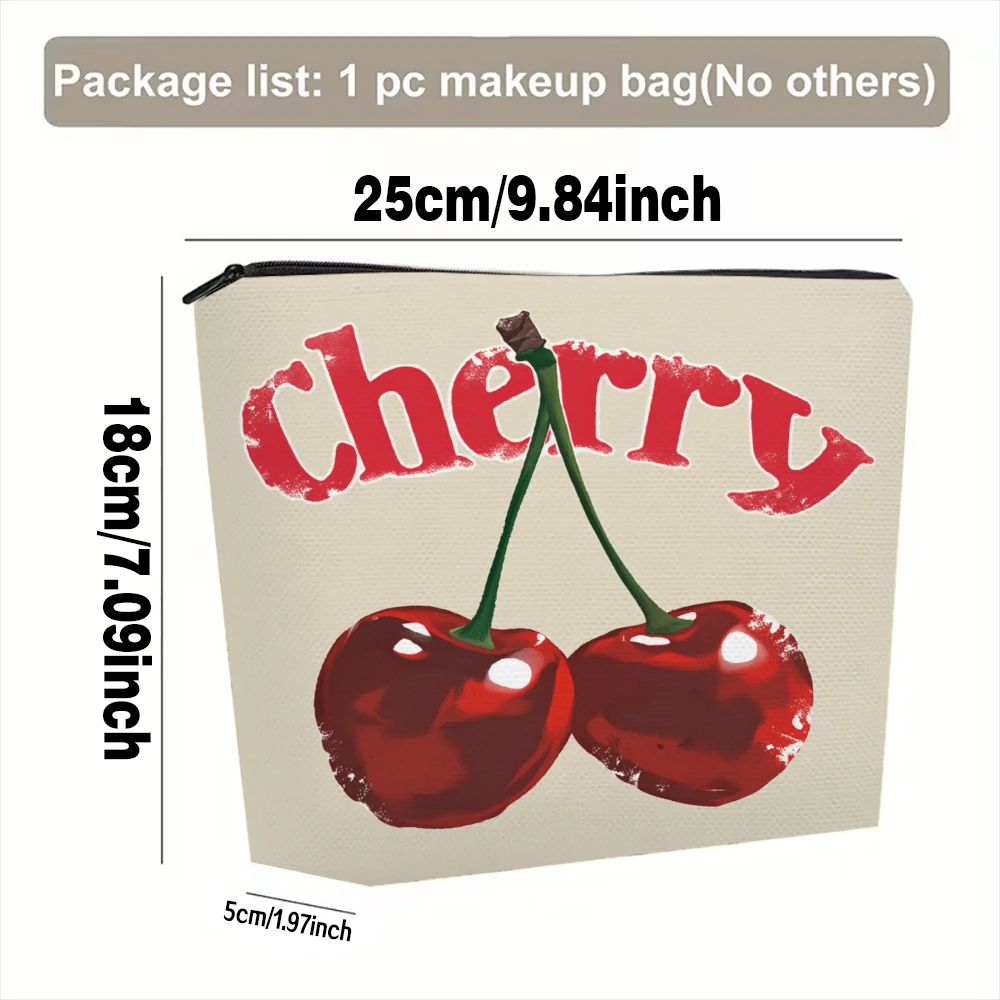 Cherry Red Fruit Design Print Makeup Bags for Girls Cosmetic Pouch Toiletry Bag Pencil Case Travel Storage