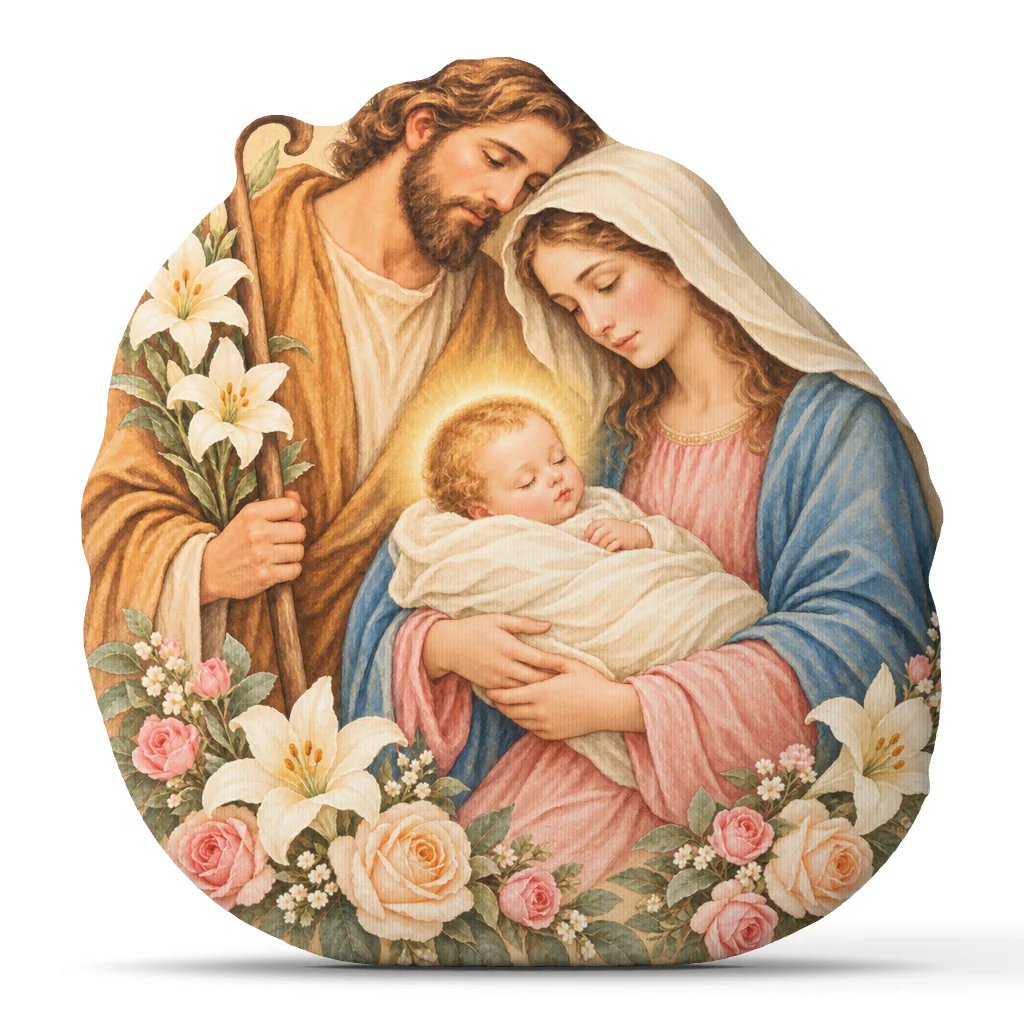 Holy Family Nativity Pillow Catholic Jesus Mary Joseph Shaped Cushion Christmas Throw Pillow Religious Home Decor Sofa Gift