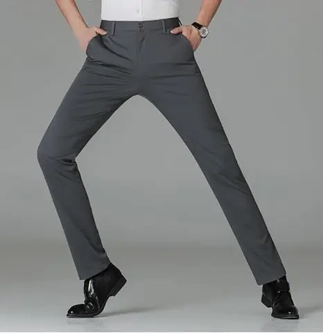 Men Pants Dress Classic Slim Fit Comfort Suit Premium Casual Flat Front Pant