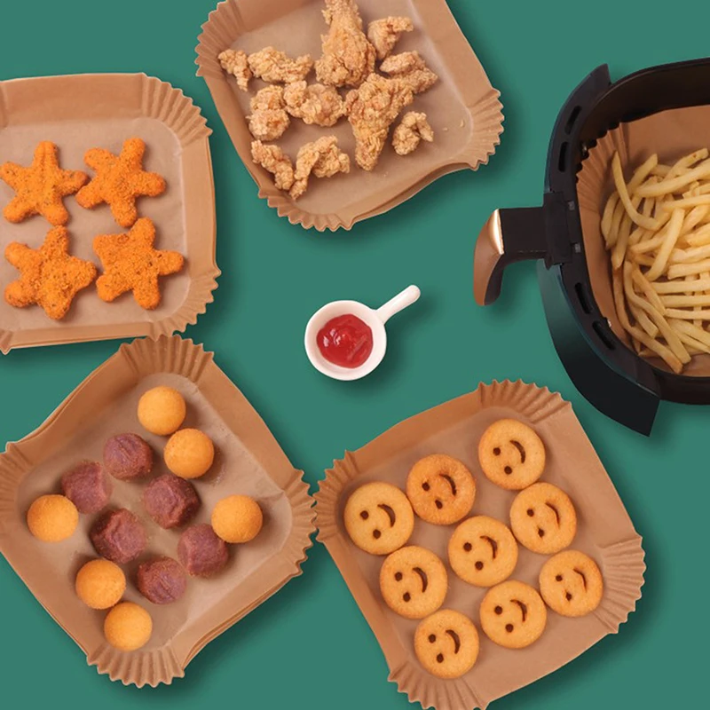 Friggitrice ad aria usa e getta fodera in carta da forno vassoio da cucina griglia in carta pergamena accessori per friggitrice ad aria