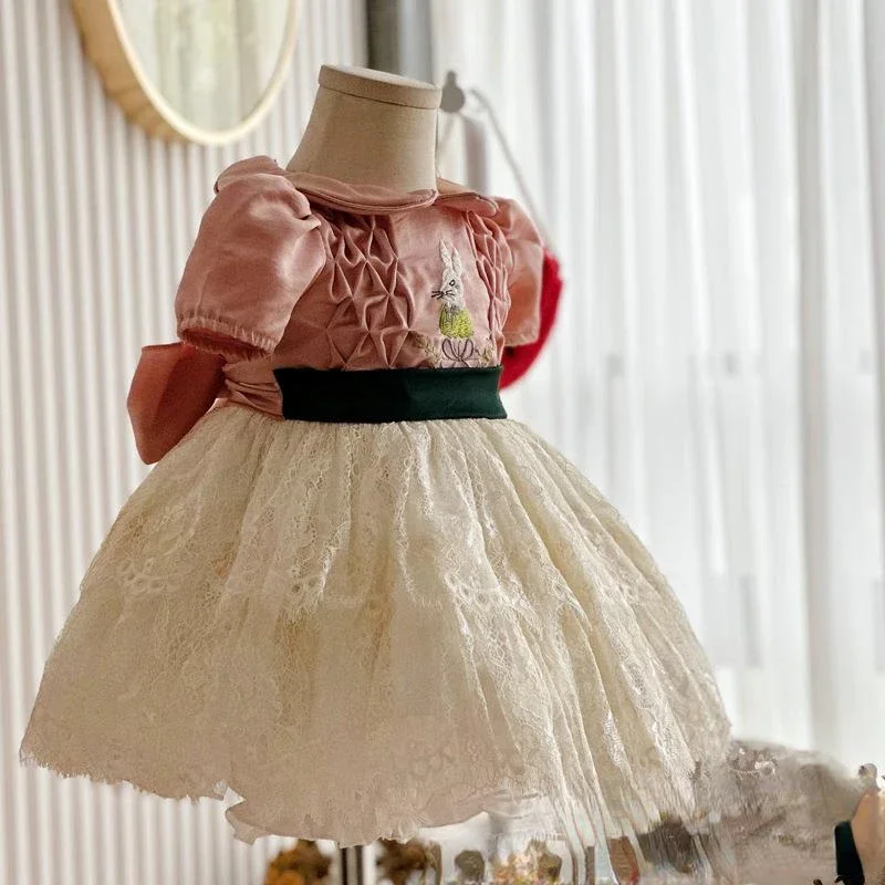 Summer New Baby Cotton Turkey Dress Party Dress for Kids Dresses for Girls Toddler Girl Eid Clothes Flower Girl Dresses