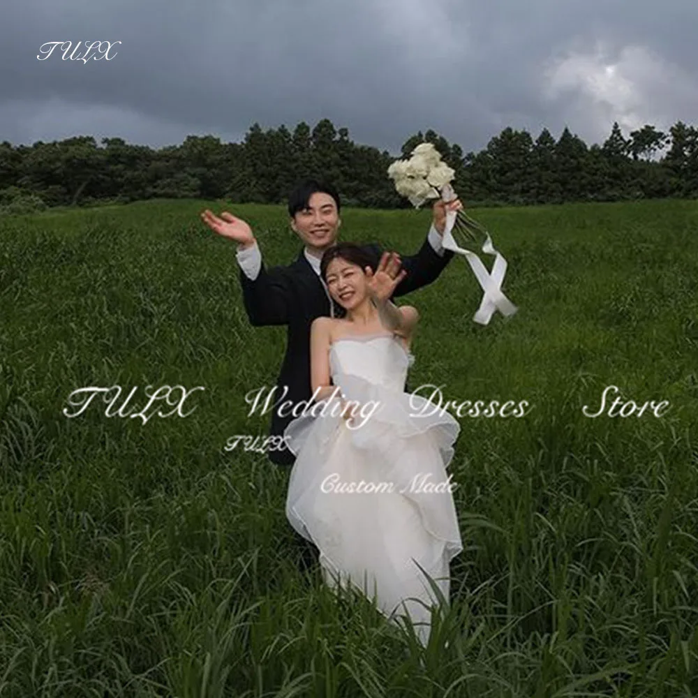 

TULX Simple Sweetheart Organza Korea Garden Wedding Dresses Photo Shoot Corset A line Long Tiered Bridal Gowns Custom Made 2025