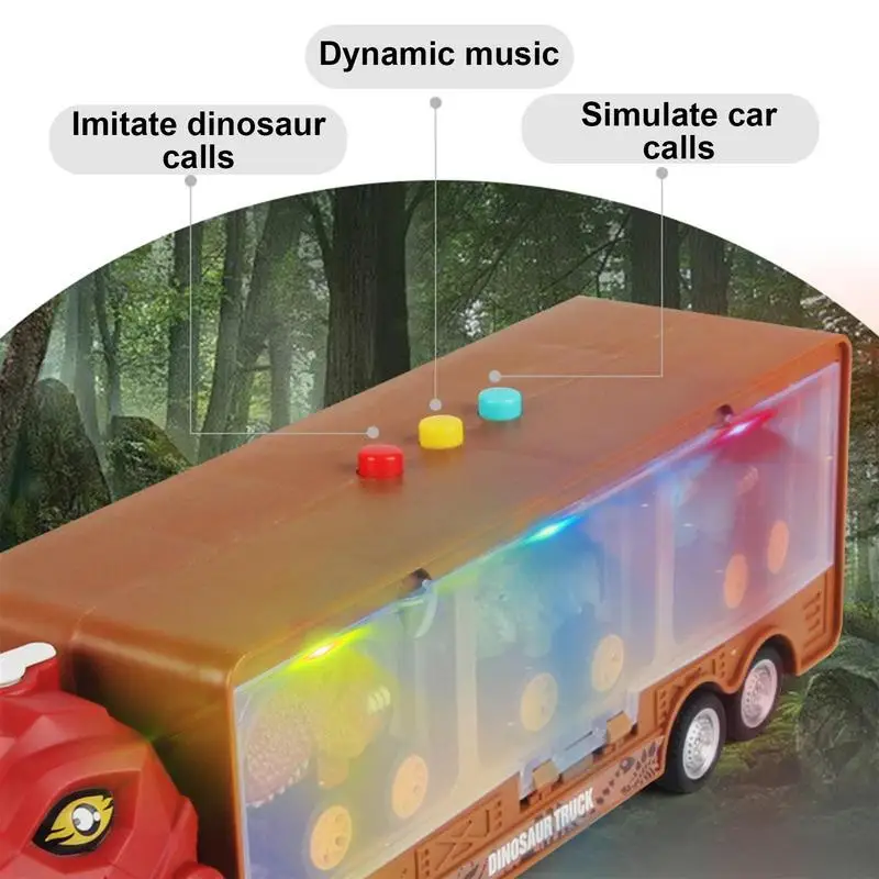 Dinosaur Truck Wth Light Pull Back Kids Truck With Dinosaur Preschool Children Developmental Toys For Kids Party Favors Supplies