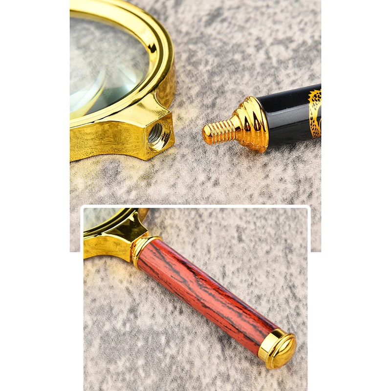 Loupe à poignée en MahNestHandle, 10X Déterminer la loupe Antique, Lentille de 60mm-100mm pour l'inspection de la lecture des personnes âgées scientifiques