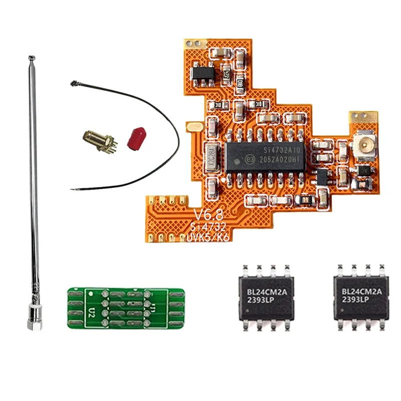 

Модуль FULL-SI4732 V6.8 FPC + чип 2X BL24CM2A + антенна Forquansheng UVK5 K6, коротковолновый полнодиапазонный прием/однокрасное баковое полосы