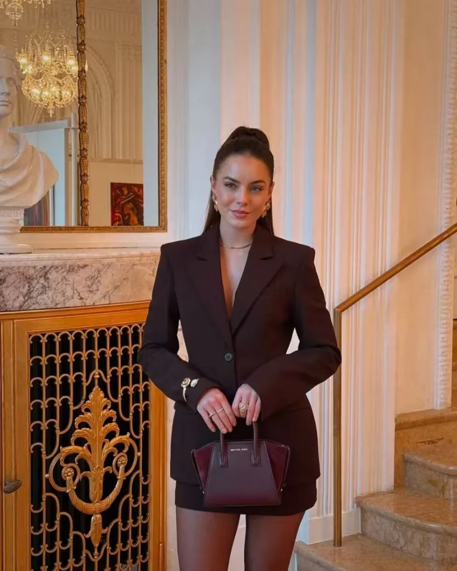 

LIBIELIY Spring New Women's ZW Series Elegant Fashion Commuter Short Skirt Style With Long Sleeve Suit Jacket