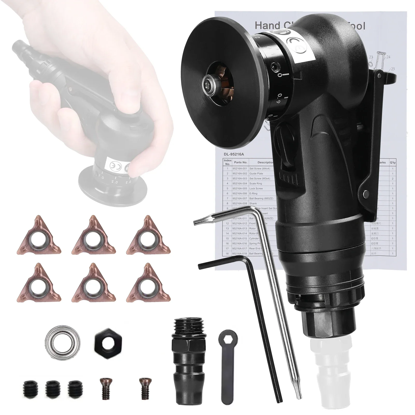 New 45 Degree Mini Pneumatic Chamfering Machine Portable Metal Trimming Machine Deburring Blades and Bearings Angle Cutting Tool