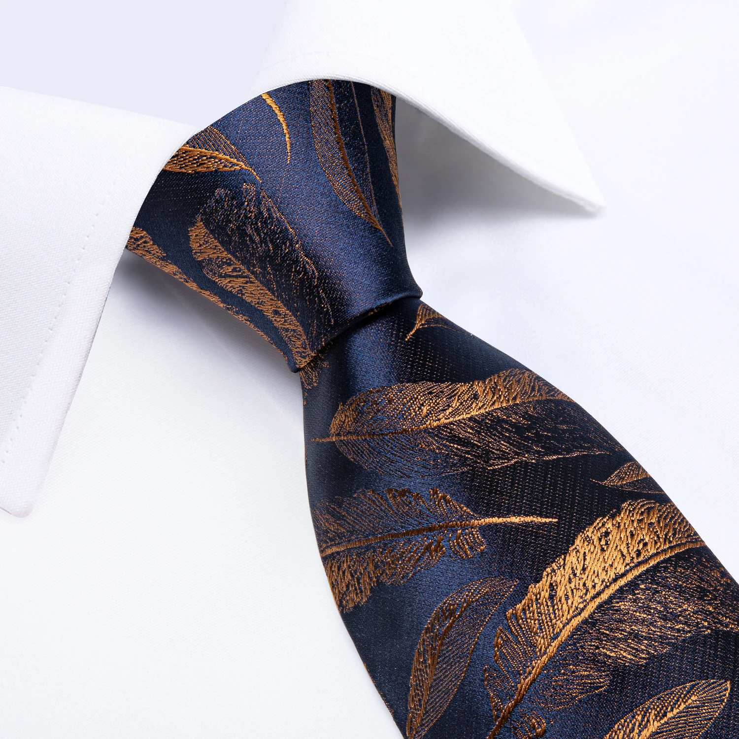 Klassische marineblaue Herrenkrawatte, gestreift, Paisley-Blumenmuster, Krawatten-Set mit Einstecktuch und Manschettenknöpfen, Business-Krawatten-Set, Geschenk für Männer – Detail 9