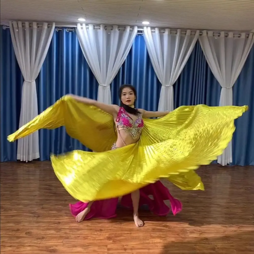Creative Belly Dance Wing Prop Pleated with Telescopic Rod Large Performance Cape Multi-colored 360 Degree Oriental Dance Props