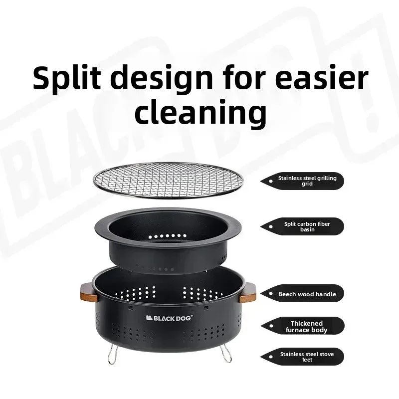 Estufa de Camping portátil para perro negro, soporte para barbacoa, accesorio para barbacoa, barbacoa al aire libre, estufa de leña, quemador para mochilero, turista