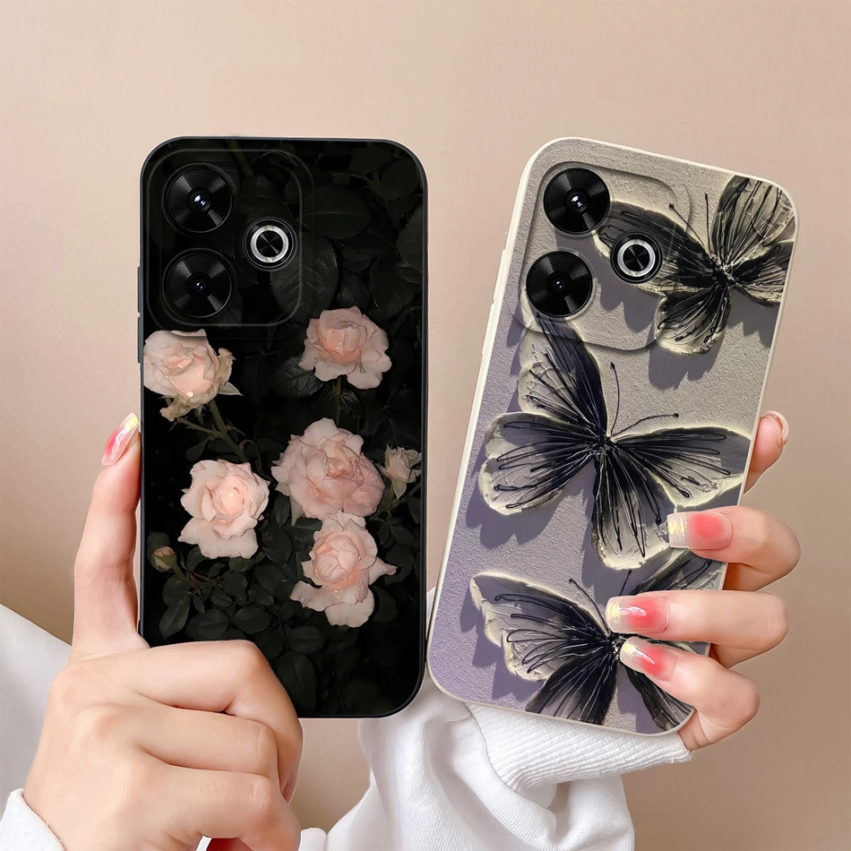 For Xiaomi Redmi Note 13R Case Cute Cat Soft Liquid Silicone Back Cover Note13R Funda Upgrade Camera Protection Phone Shell Capa