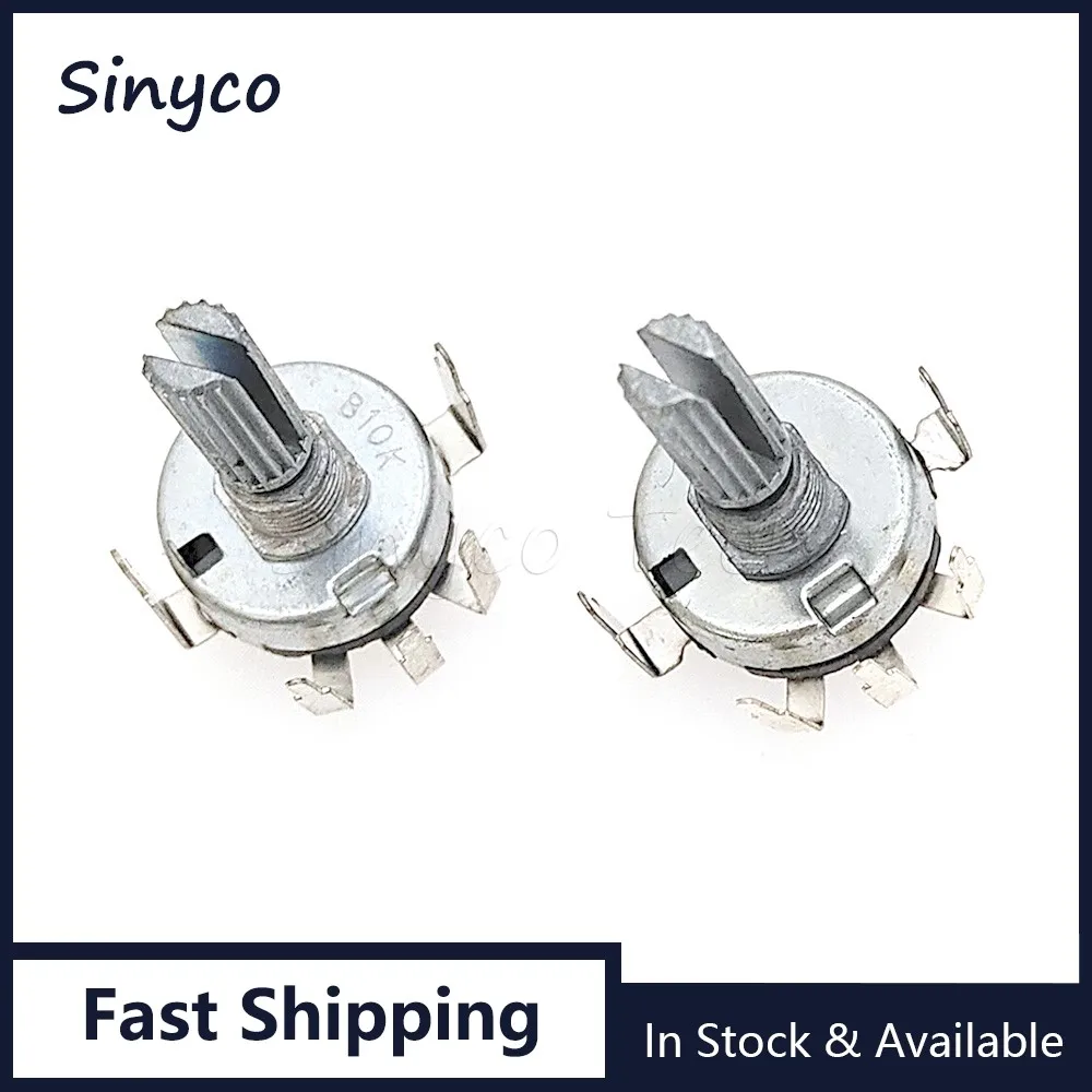 5PCS RV17 Inside Bend Foot Single With Switch Potentiometer B10K B50K Volume Adjustment Speed Regulation 5Pin Flower Shaft 20mm