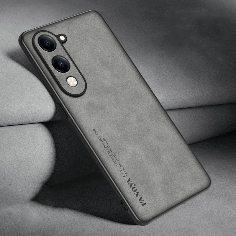 

For Vivo T4 Lite 5G Case Lambskin Leather Soft TPU Frame Back Cover For Vivo T4 Lite 5G Camera Shockproof Coque