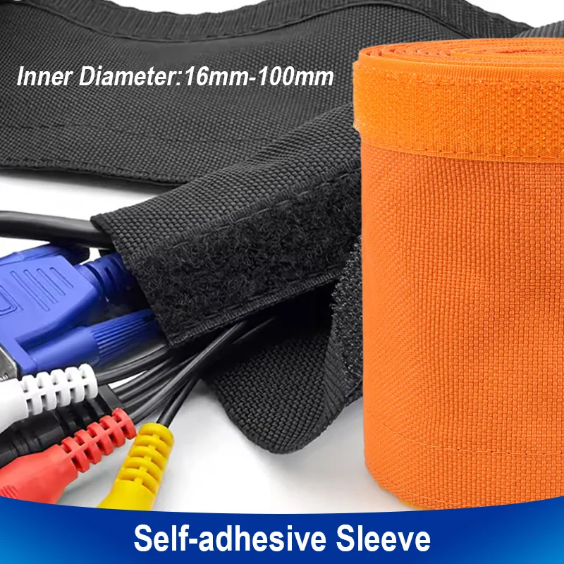 PVC Waterproof Cable Sleeve 16mm - 100mm Self-adhesive Reusable Wire Harness Insulation Protect Wear-resistant Wrap Sheath 1-10m