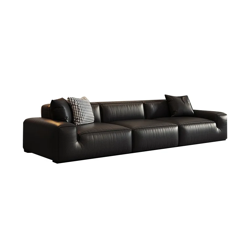 

Light luxury, living room, retro, minimalist, size apartment, combination, straight row, leather art, sofa