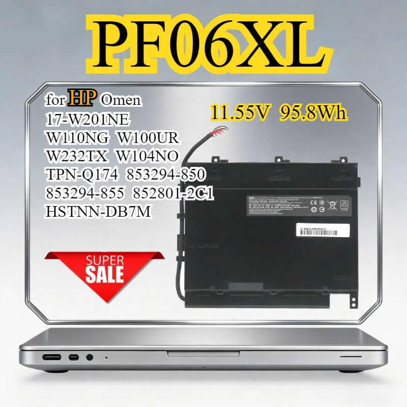 

PF06XL Laptop Battery for HP Omen 17-W201NE W110NG W100UR W232TX W104NO TPN-Q174 853294-850 853294-855 852801-2C1 HSTNN-DB7M