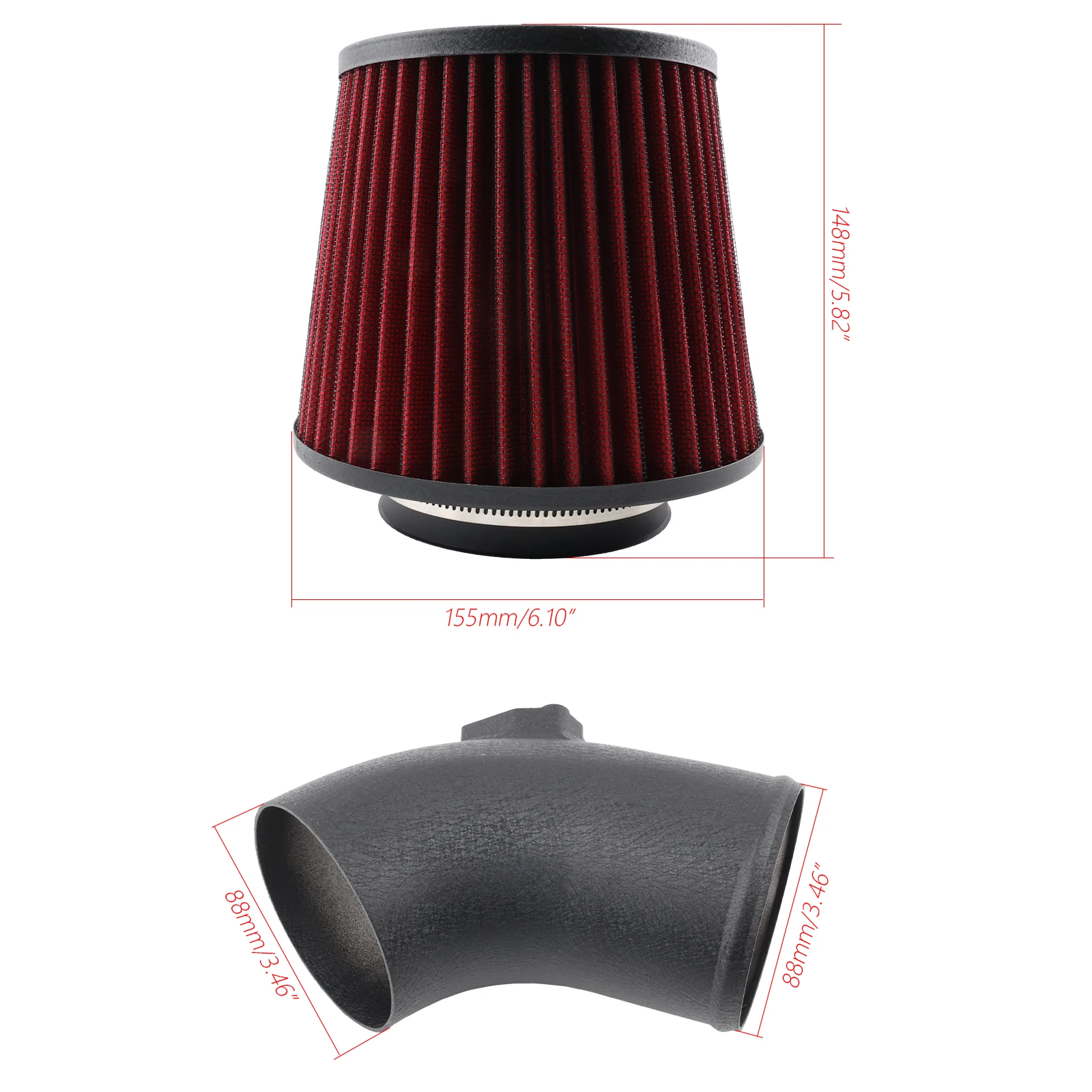AIM069-BK-RD for Retrofit Intake Kit for G30 G31 B58 540i High Flow Diameter 89