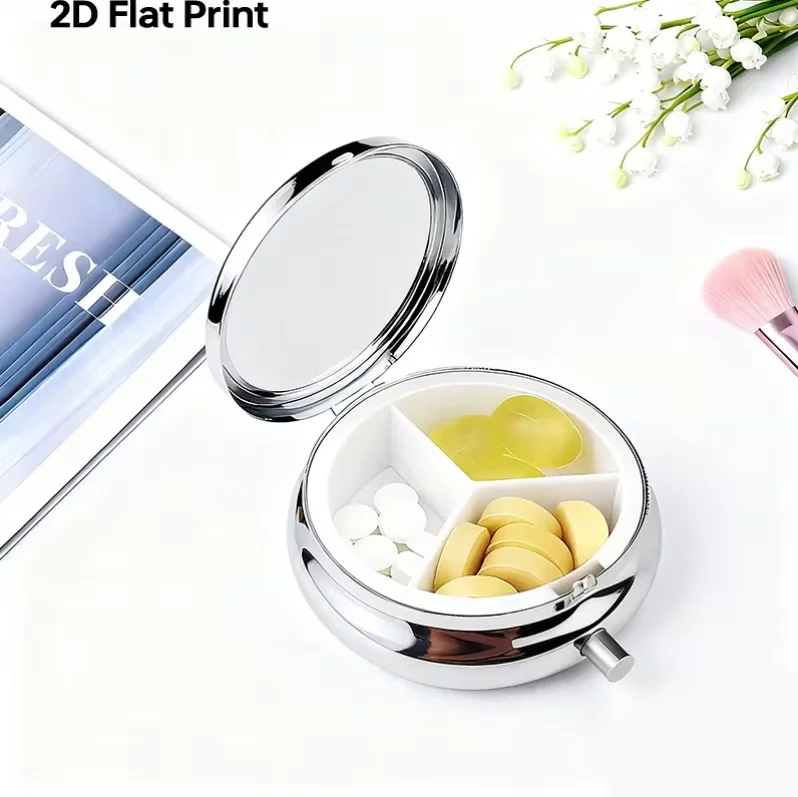 Flat 1Pc Portable Pill Box Spooky Nights Halloween Camping Ghost Campfire Pumpkin-Shaped Portable Pill Case Suitable for Holiday Parties, Camping, and Travel Unique Halloween Gift Thoughtful Storage for Daily Medication Unique Design to Express Individuality