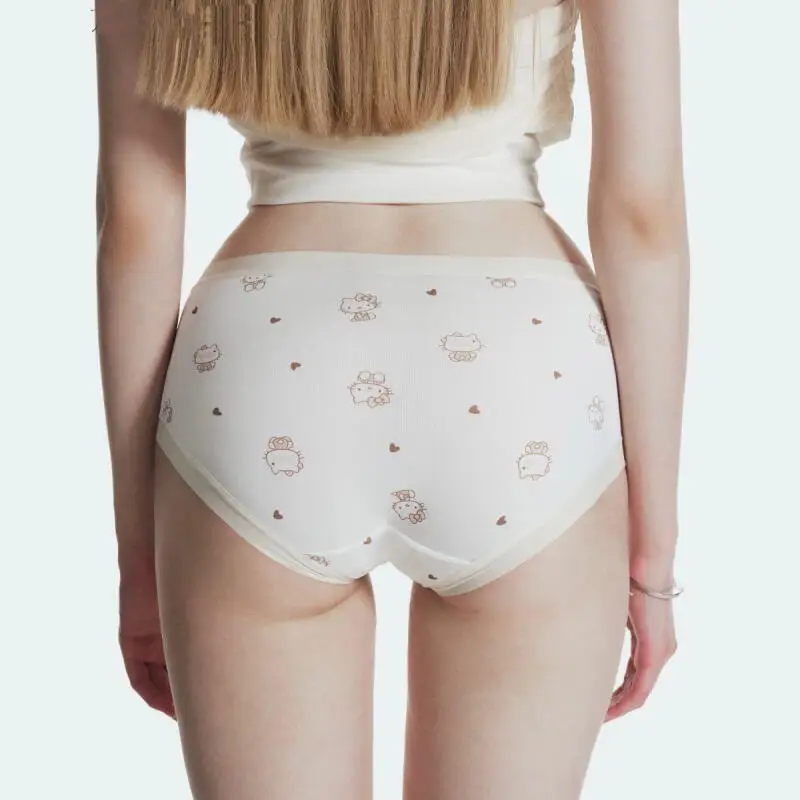 New Sanrio Hello Kitty Underwear Kawaii Cartoon Anime Printed Accessories Straightened Underwear Girl Sexy Thin Style Interior
