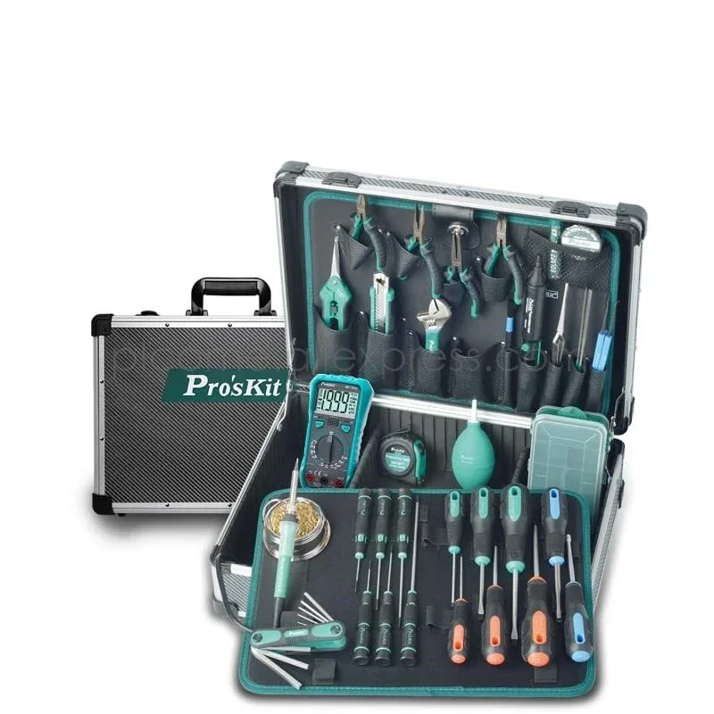 Pro'sKit PK-1305N(H) Professional Engineer Repair 39-piece Tool Set Aluminum Case Select Kit Multimeter Screwdrivers