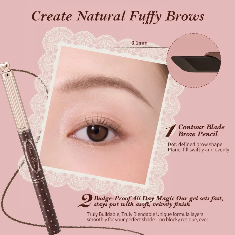 Flower Knows Sweetie Bear Dual Ended Brow Gel and Pencil Set Waterproof Long Lasting Smudge Proof Natural Eyebrow Makeup Kit