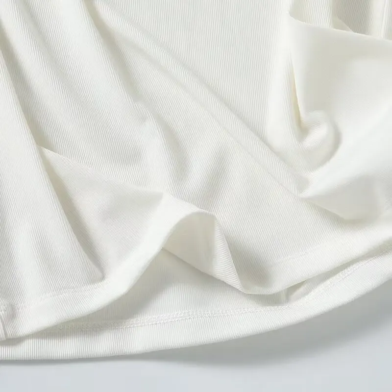 Maxdutti Fashion Contrast Round Neck Cotton T-shirt For Summer Nordic Minimalism Short Sleeved Tshirts Women Tops