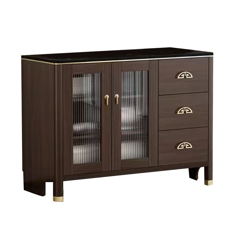 French modern durable solid wood dining side cabinet retro high-end locker elegant living room porch display cabinet