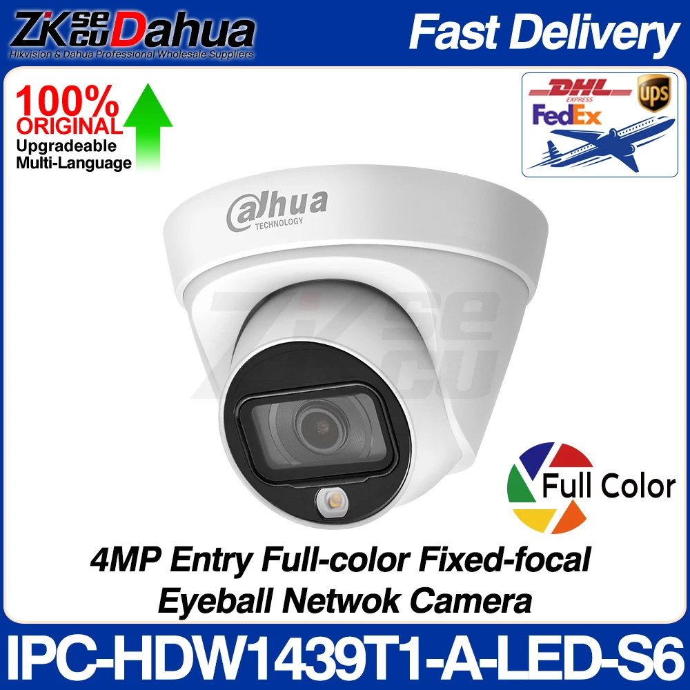 dahua original ipc hdw1439t1 a led s6 4mp 2560x1440 entrada cor cheia fixo focal globo ocular rede poe camera ip microfone embutido ip67 01