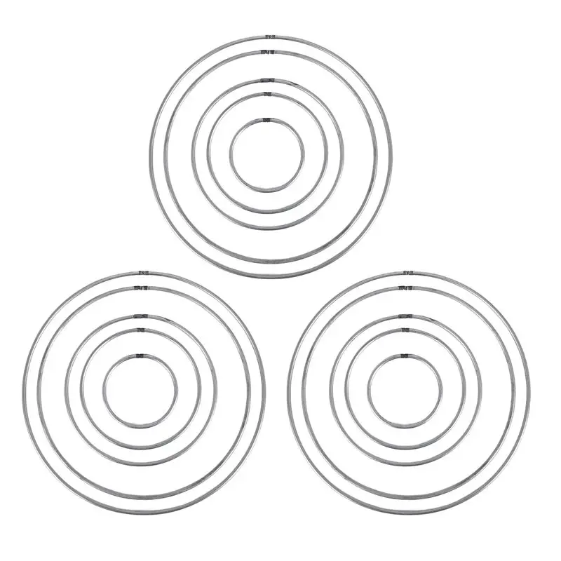 ABVG-15 PCS Silver Dream Catcher Metal Rings Supplies,Macrame Rings, Metal Hoops For Multi-Purpose Crafts Projects In 5 Sizes